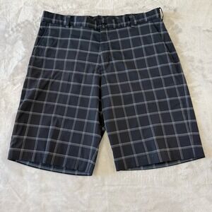 Nike Golf Shorts Mens 36 Gray‎ Plaid Flat Front Performance Athletic